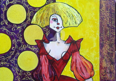 제목이 "portrait de clown à…"인 미술작품 Manuèle Lenoir로, 원작, 기름