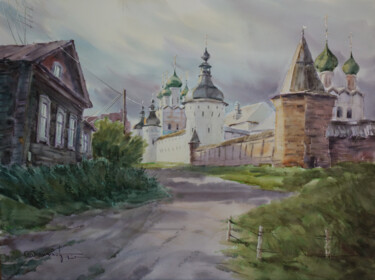 Painting titled "Old Russian town. R…" by Igor Manukhov, Original Artwork, Watercolor