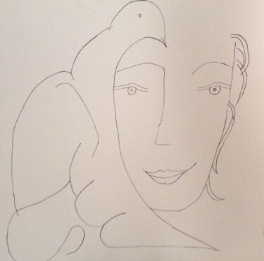Desenho intitulada "La femme oiseau ou…" por Many, Obras de arte originais, Tinta