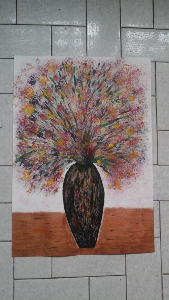 Painting titled "Peinture de pot de…" by Florence Castelli  Flofloyd, Original Artwork, Gouache