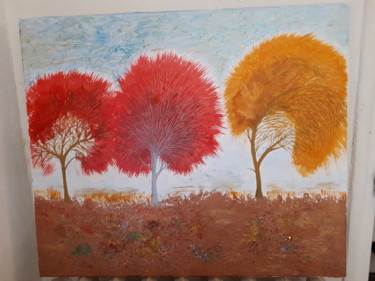 Pintura intitulada "Des arbres rouge" por Florence Castelli  Flofloyd, Obras de arte originais, Acrílico