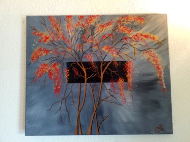 Painting titled "Arbres en fleurs" by Florence Castelli  Flofloyd, Original Artwork, Acrylic