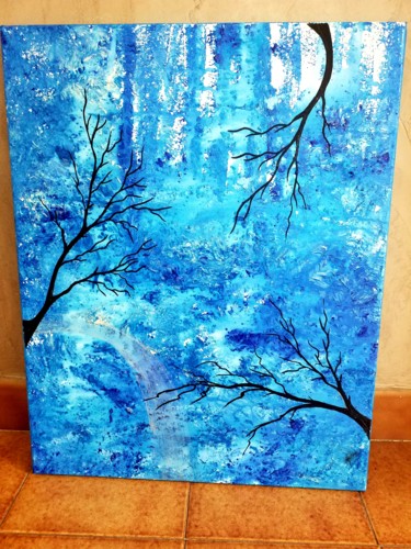 제목이 "La forêt bleue"인 미술작품 Florence Castelli  Flofloyd로, 원작, 아크릴