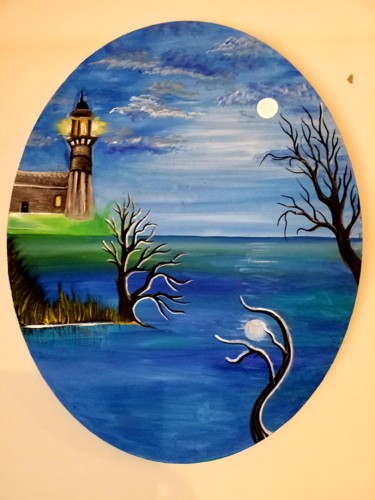 Peinture intitulée "Le phare" par Florence Castelli  Flofloyd, Œuvre d'art originale, Acrylique
