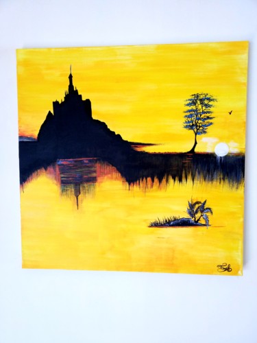 Peinture intitulée "Le Mont Saint Michel" par Florence Castelli  Flofloyd, Œuvre d'art originale, Acrylique