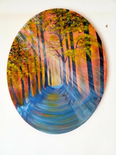 Painting titled "La forêt au petit m…" by Florence Castelli  Flofloyd, Original Artwork, Acrylic