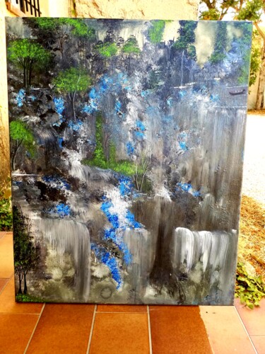 Painting titled "Les cascades" by Florence Castelli  Flofloyd, Original Artwork, Acrylic