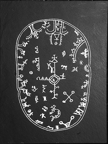 Disegno intitolato "Runes II" da André Maquestiau, Opera d'arte originale, Pennarello
