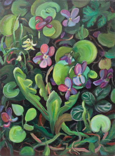Peinture intitulée "Garden herbs. Viole…" par Mariana Sobkiv, Œuvre d'art originale, Acrylique