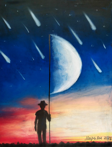 Картина под названием "Dreamcatcher & full…" - Mariam Mary-Ellen, Подлинное произведение искусства, Пастель
