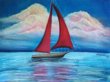 绘画 标题为“Crimson sails” 由Mariam Mary-Ellen, 原创艺术品, 粉彩