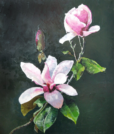 Pittura intitolato "Magnolias" da Mariam Mary Ellen, Opera d'arte originale, Olio