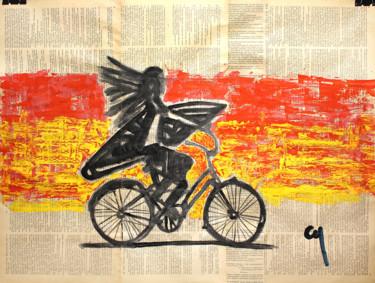 Painting titled "Bike Ride." by Marat Cherny, Original Artwork, Gouache