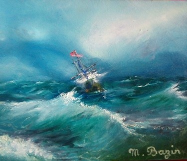 Schilderij getiteld "La tempête" door Marc Bazin, Origineel Kunstwerk, Olie