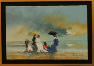 Painting titled "Le temps se gâte /…" by Marc Brocheton De Circourt, Original Artwork, Oil Mounted on Wood Stretcher frame