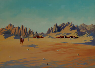 Pintura titulada "Campement nomade /…" por Marc Brocheton De Circourt, Obra de arte original, Oleo Montado en Bastidor de ca…