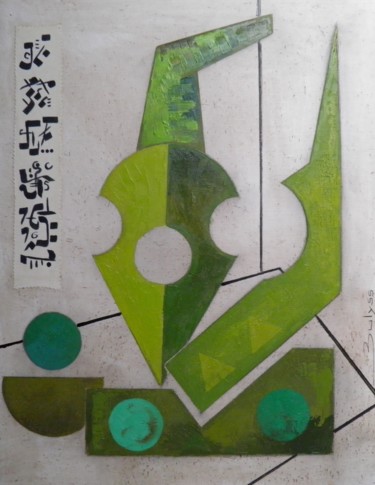 Malarstwo zatytułowany „Green violin” autorstwa Marc Bulyss, Oryginalna praca, Olej