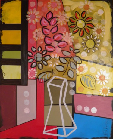 Malarstwo zatytułowany „Summer Flowers” autorstwa Marc Bulyss, Oryginalna praca, Olej Zamontowany na Drewniana rama noszy