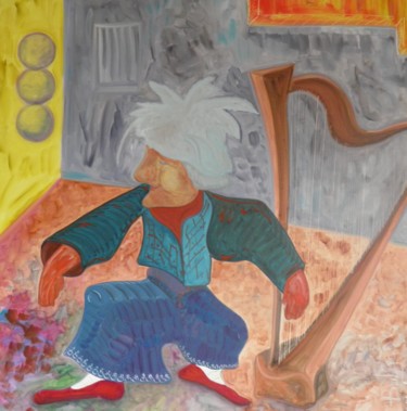 Pintura intitulada "La Harpe d'Igor  (и…" por Marc Bulyss, Obras de arte originais, Óleo Montado em Armação em madeira