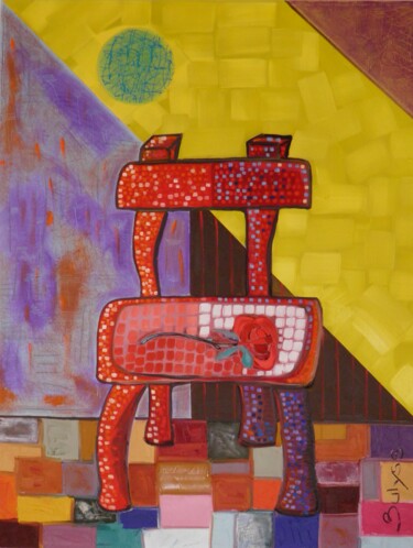 Pintura intitulada "Baldwin James Chair" por Marc Bulyss, Obras de arte originais, Óleo Montado em Armação em madeira