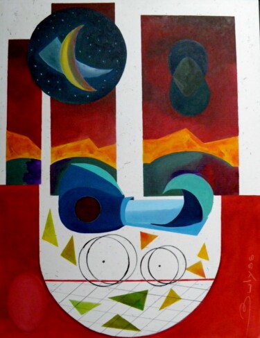 Rysunek zatytułowany „A Baby in space” autorstwa Marc Bulyss, Oryginalna praca, Olej Zamontowany na Inny sztywny panel