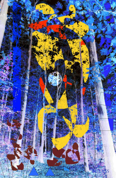 Arts numériques intitulée "Blue Forest" par Marc Bulyss, Œuvre d'art originale, Peinture numérique