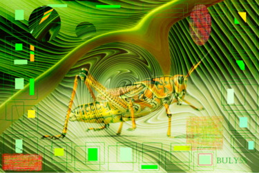 Arts numériques intitulée "Green Locust" par Marc Bulyss, Œuvre d'art originale, Photo montage