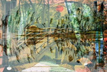 Digital Arts titled "Claude Monet Bridge" by Marc Bulyss, Original Artwork, Digital Painting