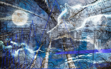 Цифровое искусство под названием "Wolves in the City" - Marc Bulyss, Подлинное произведение искусства, Цифровая живопись