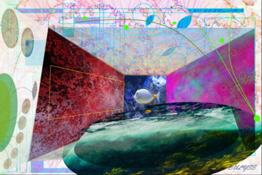 Digitale Kunst mit dem Titel "Open Aquarium" von Marc Bulyss, Original-Kunstwerk, Digitale Malerei