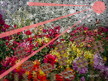 「Flowers Garden」というタイトルのデジタルアーツ Marc Bulyssによって, オリジナルのアートワーク, デジタル絵画