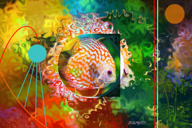Digitale Kunst mit dem Titel "Русская рыба" von Marc Bulyss, Original-Kunstwerk, Digitale Malerei