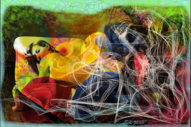 Digitale Kunst mit dem Titel "Erotique smoke" von Marc Bulyss, Original-Kunstwerk, Digitale Malerei