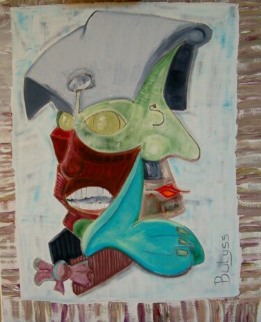 Malerei mit dem Titel "Le nez de Peter Sir…" von Marc Bulyss, Original-Kunstwerk, Öl