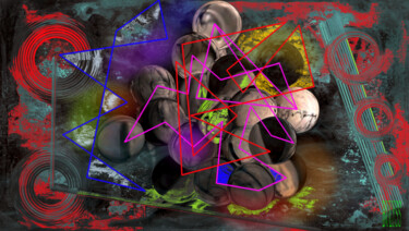 Digitale Kunst getiteld "Caged Balls" door Marc Bulyss, Origineel Kunstwerk, Digitaal Schilderwerk