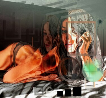 Цифровое искусство под названием "Women Hot Line N°2" - Marc Bulyss, Подлинное произведение искусства, Фотомонтаж