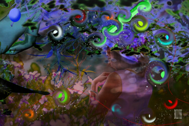 Digital Arts titled "Sister's Sweet Dream" by Marc Bulyss, Original Artwork, Digital Painting