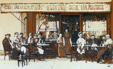 Malerei mit dem Titel "Chez Quinton" von Marc Coutureau, Original-Kunstwerk, Acryl Auf Holzplatte montiert