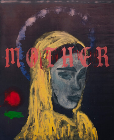 Pittura intitolato ""mother"" da Marc E. Des Rosiers, Opera d'arte originale, Acrilico Montato su Telaio per barella in legno