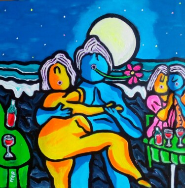 Malarstwo zatytułowany „Romance.” autorstwa Marc Felix, Oryginalna praca, Akryl Zamontowany na Drewniana rama noszy