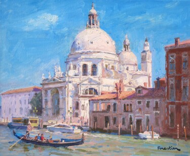 Pintura intitulada "La Salute, Venise" por Marc Forestier, Obras de arte originais, Óleo Montado em Armação em madeira