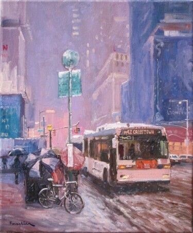 Pintura titulada "Winter in New York…" por Marc Forestier, Obra de arte original, Oleo Montado en Bastidor de camilla de mad…