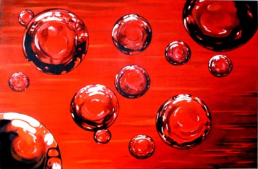 Painting titled "Bulles" by Marc Hart, Original Artwork, Acrylic Mounted on Wood Stretcher frame