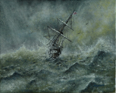 Painting titled "Tempête I / Storm I" by Marc Haumont, Original Artwork, Oil