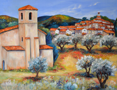 绘画 标题为“village perché” 由Marc Lejeune, 原创艺术品, 油