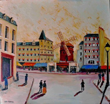 Painting titled "le moulin-rouge.jpg" by Marc Lejeune, Original Artwork, Oil