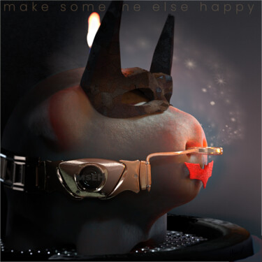 Digitale Kunst mit dem Titel "Bat-pig-candle" von Marc Van Der Haegen, Original-Kunstwerk, 3D Modellierung