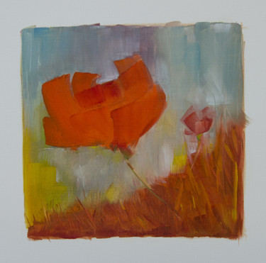 Peinture intitulée "Fleur rouge" par Marc Vuillermoz, Œuvre d'art originale
