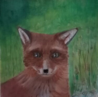 Painting titled "Renard." by Seraphin, Original Artwork, Oil