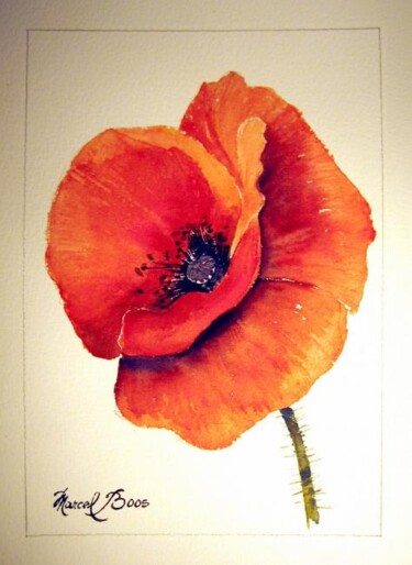 Painting titled "Coquelicot en solo" by Marcel Boos, Original Artwork